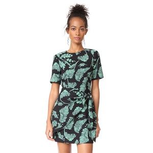NWT Cinq à Sept Black and Green Leaf Print Bia Dress - Size 8